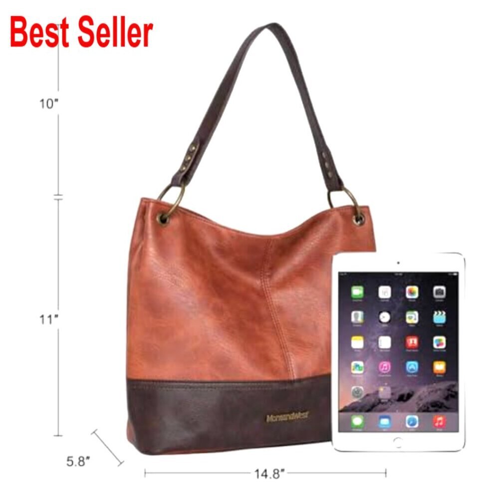 Hobo Bag with Vegan Leather and Zipper Closure for Women - Picture 4 of 7